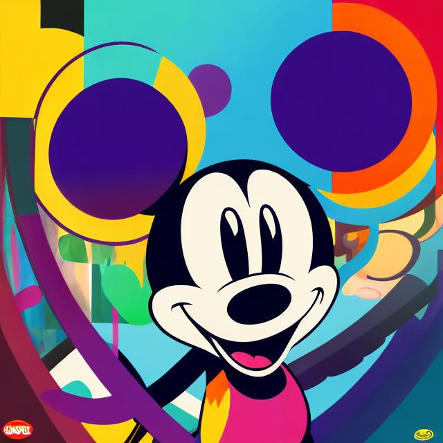 Abstract Mickey Mouse with vibrant color squares, di
