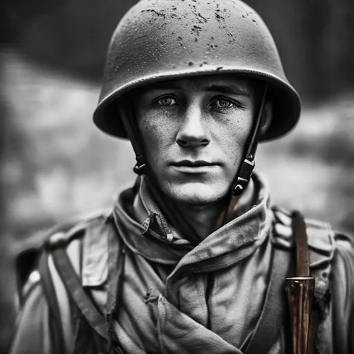 Prompt: german ww2 soldier looking in the camera, 4k
