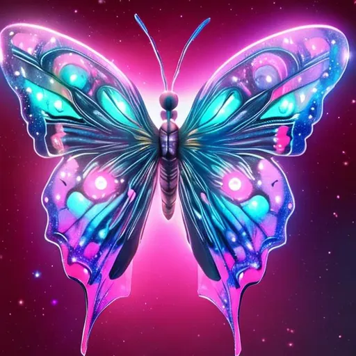 Prompt: giant space pink glowing butterfly 