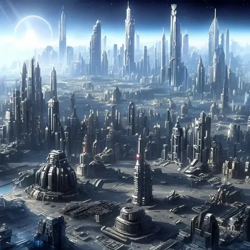 Prompt: futuristic city, from a super-advanced civilization, super high skycrapers