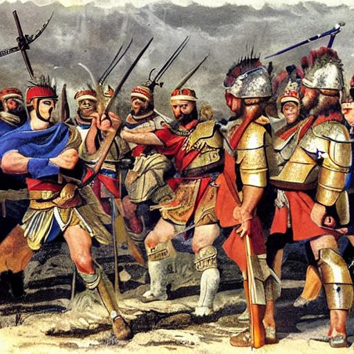 roman soldiers fighting enemies | OpenArt