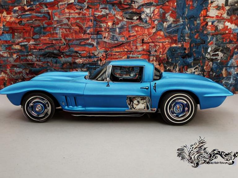 Blue corvette, skeleton OpenArt