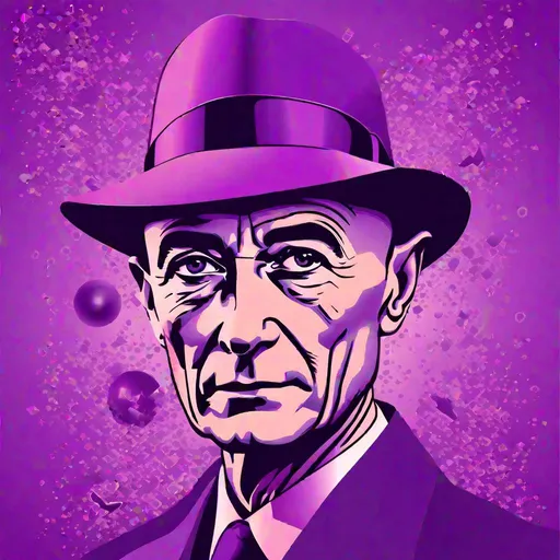 Prompt: Oppenheimer, vector illustration, purple