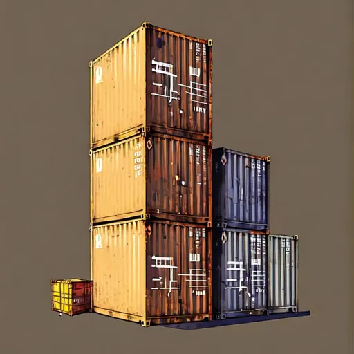 Prompt:  A minimalist digital illustration of an open side 40ft high cube container with 4 doors, with a detailed view inside, showcasing the equipment and items it can transport. The illustration should be composed in neutral tones, to convey a sense of trustworthiness and security