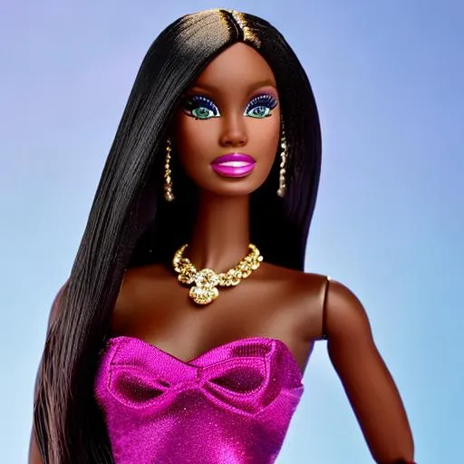 Prompt: Barbie as Naomi Campbell wearing Liu Jo