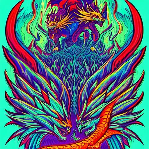 two different dragons fighting Hypnotic illustration... | OpenArt