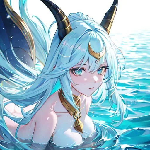 Prompt: Capricorn The Sea-Goat zodiac as a female human, 8k, UHD,  highly detailed, close up
