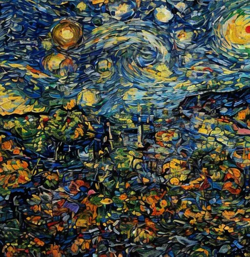 Prompt: Painting in the style of Van Gogh's starry night