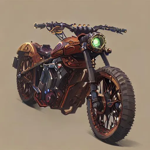 Prompt: steampunk, motorcycle,