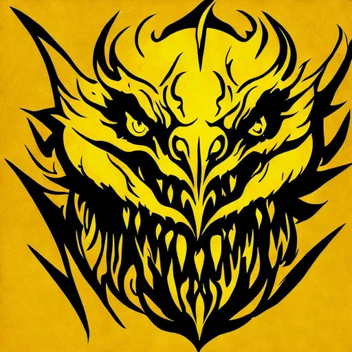 Prompt: logo, dragon face, yellow, three eyes, 