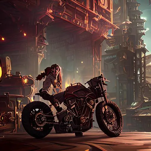 Prompt: steampunk, motorcycle,