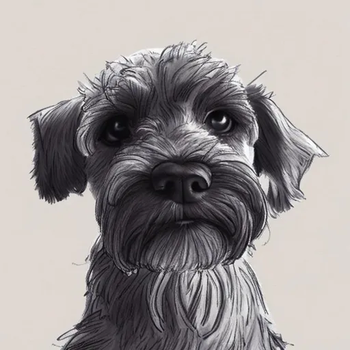 Prompt: Could you create a sketch or a digital color art of this dog? It’s a Schnauzer 