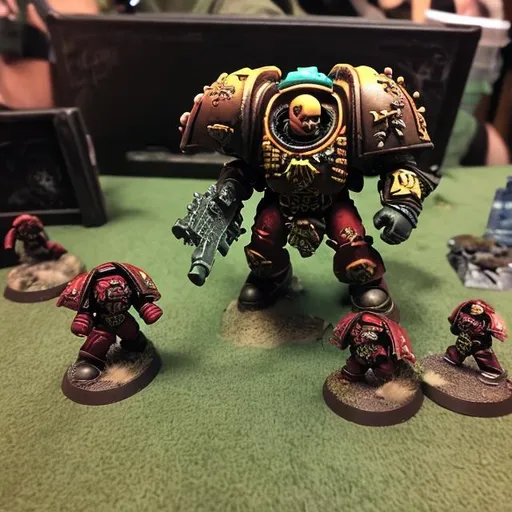 Prompt: Autistic space marine slaying daemons