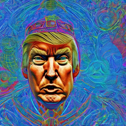 Prompt: Fractal Geometry Donald Trump, translucent colors, psychedelic 