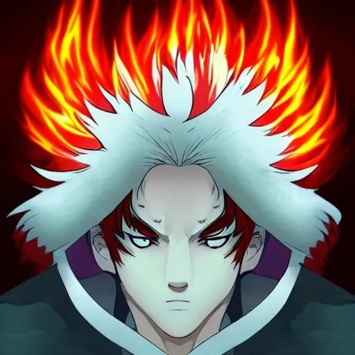 anime portrait of a Fire god , anime eyes, beautif