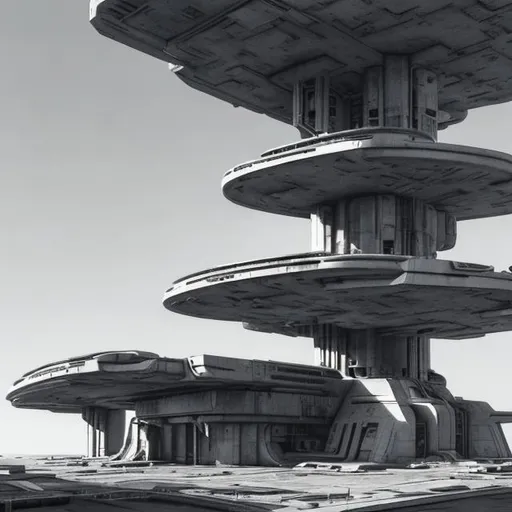 Prompt:  brutalist architecture starship