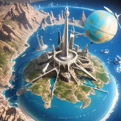 Prompt: travel poster, travel around the world, 3d style, metal, shiny, octane render, globe,  cruise ship, plane, landmarks, ultra realistic photography,
