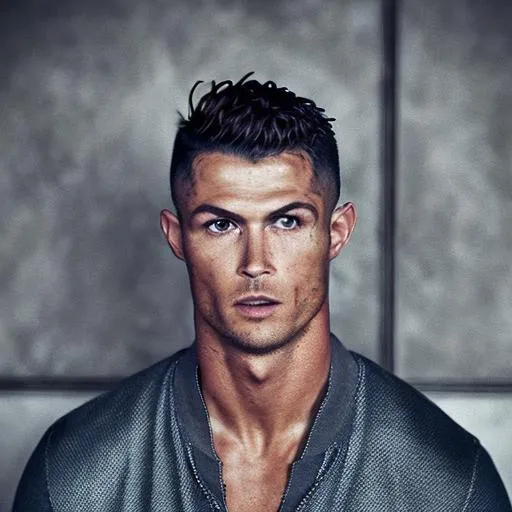 Prompt: Cristiano Ronaldo looking into an camera