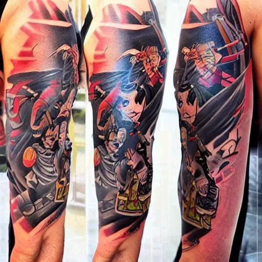 tattoo star wars samurai mashup is a full sleeve tat...