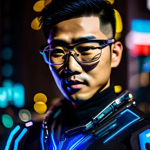 Prompt: an augmented asian male with a transparent suit with visible skin, with futuristic glasses,
portrait, Long shot, wide angle, 24mm lens, implants, high details, realistic , dark lighting, professionally colour graded, photorealism, 8k