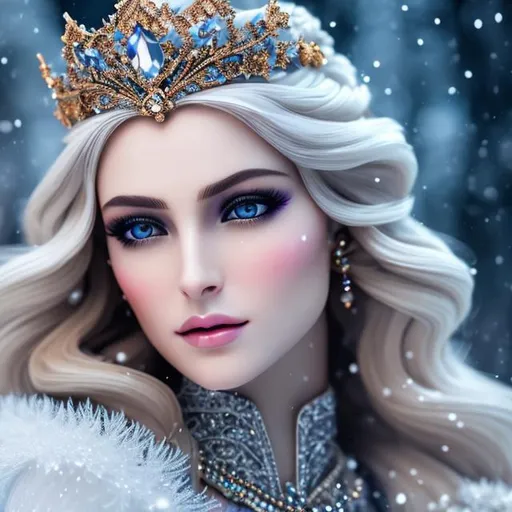 Prompt: create photograph of most beautiful fictional female winter princes, extremely detailed face, extremely detailed environment, extremely detailed background, intricate, extremely detailed skin, natural colors , professionally color graded, photorealism, 8k, realistic, moody lighting, ambience