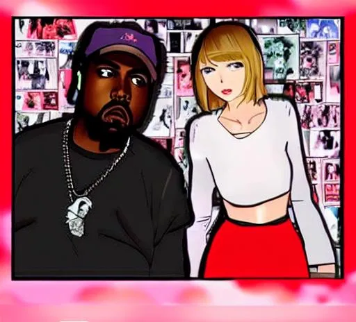 Prompt: Anime uwu taylor swift with kanye west