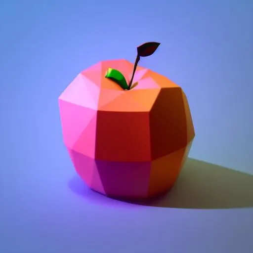 Prompt: kawaii low poly apple character, 3d isometric render, white background, ambient occlusion, unity engine, square image