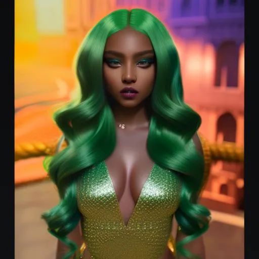 Medusa {{light eyes}} {{green snake hair}} wearing s