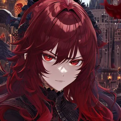 Prompt: 8k, dynamic Lights, dark colors, castle, hyper detailed, detailed face, detailed hands, red hair, red eyes, angry face