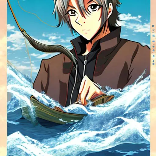 Prompt: anime fisherman