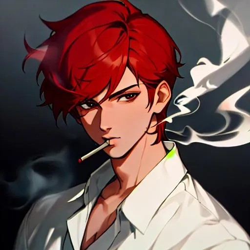 Prompt:  (male, short red hair) Smoking, thug, 8k, UHD, Highly detailed