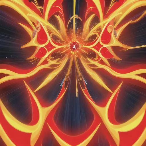 Prompt: A surge of orange wildmagic, surging through the air with an electric explosion, abstract, high fidelity digital art