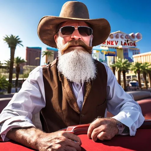 Prompt: retired bearded gambler in las vegas