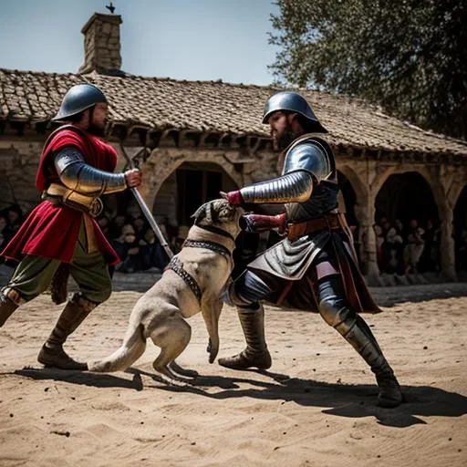 Prompt: Medieval, Pug, Fighting in war