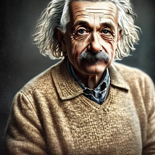 Prompt: "Prompt

photo realistic colored portrait - Natural lighting and shadows
- Rich textures and details
- Realistic colors and proportions of {Albert Einstein}, centered in frame, facing camera, ideal human, 85mm lens,f8, photography, ultra details, natural light, light background, photo, Studio lighting, ultra high definition,  