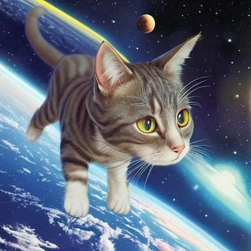 Prompt: un gato en el espacio perdido