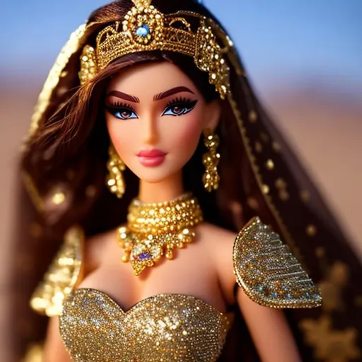 Prompt: Highest quality picture of a very detailed palestine Barbie princess