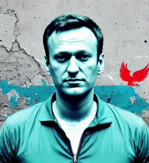 Prompt: Alexei Navalny, wing, flying, political prisoner, turquoise, Banksy, Navalny