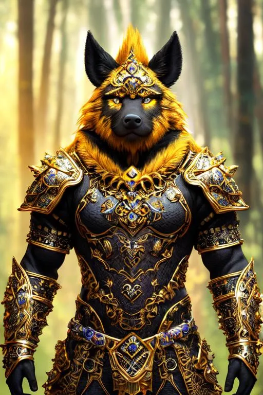 Prompt: masterpiece intricate best quality ultra realistic scenic view landscape portrait of 3D yellow and black furry pigman, hyperdetailed intricate luxury pattern fantasy blue mithril armor with diamond ornament, hyperdetailed intricate fur, young athletic body, hyperdetailed complex, hyperdetailed face,

character concept, standing in hyperdetailed fantasy glowing forest,

glowing colorful sunshine, natural light, head light, cinematic light, studio lighting, fantastical nostalgic mood,

fantasy environment, 

a lot of yellow glowing light floating in the air,

professional award-winning photography, maximalist photo illustration 64k, resolution High Res intricately detailed,

impressionist painting, digital painting, colorful, rich deep color, concept art, digital art, heroic fantasy art, illustration, key visual, panoramic, cinematic, masterfully crafted, 8k resolution, stunning, ultra detailed, expressive, hypermaximalist, UHD, HDR, UHD render, 3D render, 64K, WLOP,