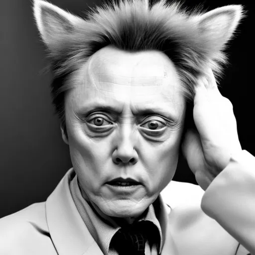 Prompt: Photo of Christopher Walken wearing cat anime ears