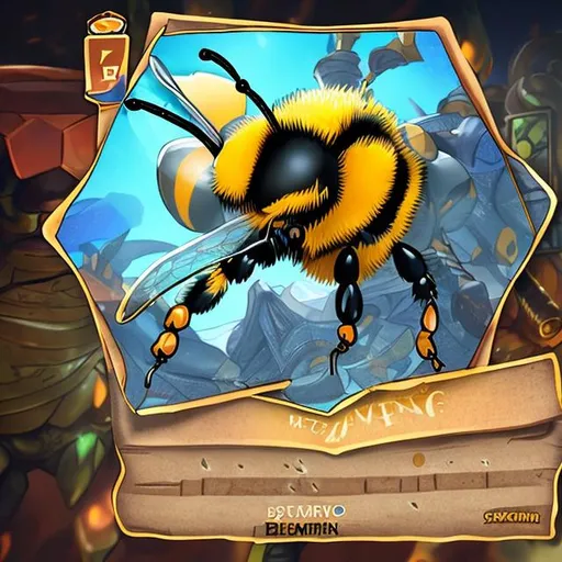 Prompt: a normal card named bee +stamina 76