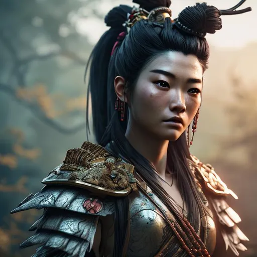 Prompt: Photorealistic,female asian samurai,insanely detailed,cinematic lighting,hdr,4k,8k,unreal engine,octane rende