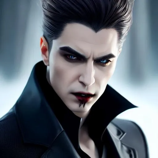 Prompt: epic professional digital portrait art of Male vampire 👩‍💼😉,best on artstation, cgsociety, wlop, Behance, pixiv, astonishing, impressive, outstanding, epic, cinematic, stunning, gorgeous, concept artwork, much detail, much wow, masterpiece.