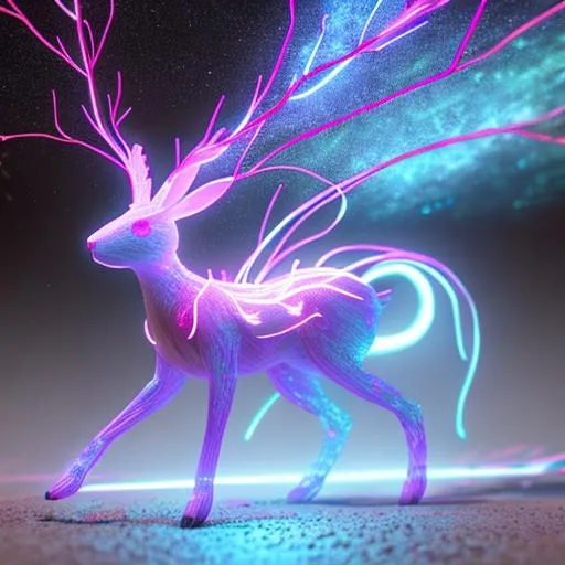 Prompt: neuron hare, glowing in the chaos, extremely detailed, render, blender, 8k, 16k, 64k, high resolution, high-res, colorful, vibrant, sharp focus, masterpiece