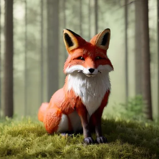 Prompt: a fox in a spruce forest.
