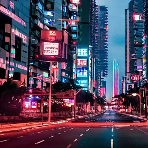 Prompt: A cyberpunk avenida Paulista, with neon lights, much ads, futuristic cars, Dynamic lights.