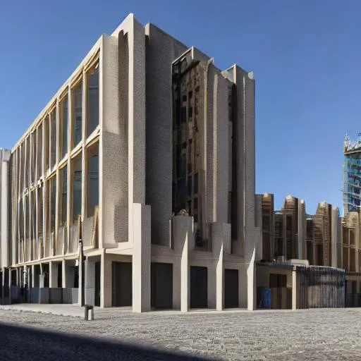 Prompt: Schuman Brussels inspired Congolese architecture with precolonial congolese art inspiration and Congolese minerals, volumetric natural light, ultra realistic, vray,  hd