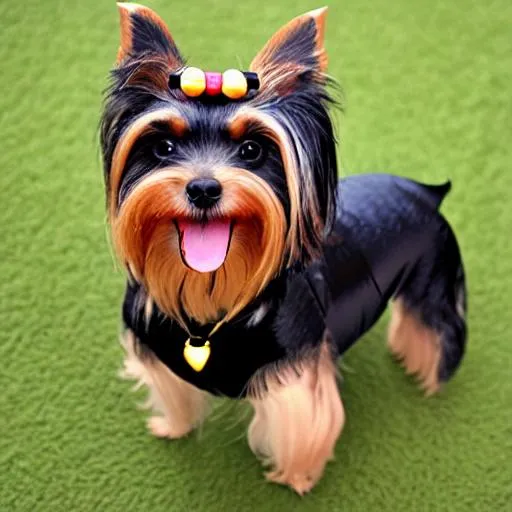 Prompt: A black and gold Yorkie dog avatar