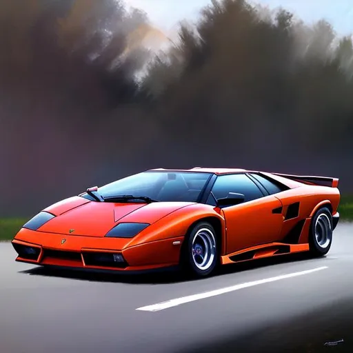 Prompt: High resolution, hyper realistic, painting of Lamborghini, Diablo, SV full screenshot 