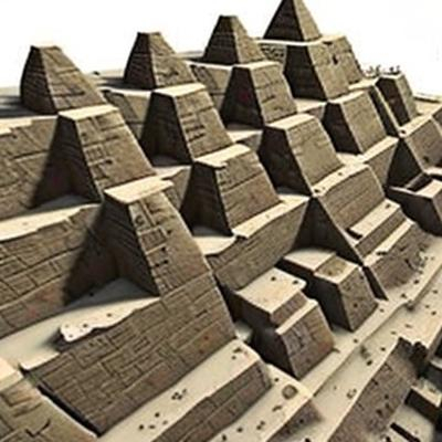 create a model of graffiti covered pyramids undernea...